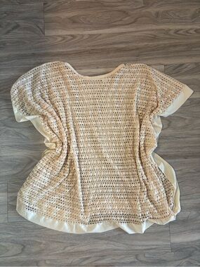Gottex Cream Crochet Tunic Swim Coverup